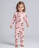 Bonfino 100% Cotton Knit Full Sleeves Co -Ord Night Suit With Unicorn Print - Pink