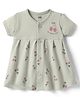 Pink Rabbit Single Jersey Knit Half Sleeves Front Open Frock with Cherry Print - Light Grey