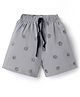 Pink Rabbit Single Jersey Kint Above Knee Length Shorts with Football Print - Grey