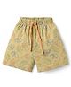 Pink Rabbit Single Jersey Kint Above Knee Length Shorts with Dino Print - Yellow