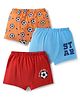 Doodle Poodle 100% Cotton Trunks With Football Print Pack Of 3 - Light Blue Red & Orange