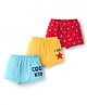 Doodle Poodle 100% Cotton Knit Text & Star Printed Trunks Pack of 3 - Red Yellow & Light Blue