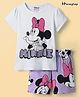 HoneyHap Disney 100% Cotton Half Sleeve Shorts Night Suit With Minnie Mouse Graphics - Multi Colour