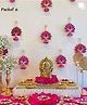 Divyakosh Handmade Wall Decor Lotus with jhumki Style Hanging for Home Decor,Diwali Decor,Wedding and All Festival Decor (6 PCS - Pink/Raani). Export Quality Lotus.Perfect for Temple/Pooja Decor