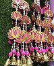 Divyakosh Lotus Hangings for Decoration| 4 Strings | Three Tier MDF Floral Wall Hangings with Decorative Bell |Hangings for Door Entrance |Color -Pink