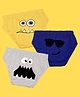 NUSYL Cotton Blend Pack Of 3 Faces Printed Briefs - Yellow Royal Blue & Grey