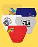 NUSYL Cotton Blend Pack Of 5 Panda & Typography Printed Briefs - White Red Yellow Grey & Royal Blue