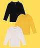 NUSYL Cotton Blend Pack Of 3 Full Sleeves Solid Tees - White Black & Yellow