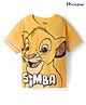 HoneyHap Disney Single Jersey Knit Drop Shoulder Half Sleeves Oversized T-Shirt with Lion King Graphics - Yellow