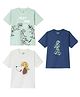 Funkrafts Premium Cotton Pack Of 3 Half Sleeves Dinosaurs & Dog Printed Tees - Green Blue & White
