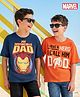Honeyhap Marvel Single Jersey Knit Drop Shoulder Half Sleeves Oversized T-Shirts with Avengers Graphics Pack of 2 - Navy Blue & Orange