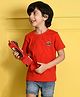 NUSYL Cotton Blend Half Sleeves Basketball Emblem Printed Tee - Red