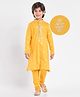 EARTHY TOUCH Single Jersey Full Sleeves Kurta Pyjama Set with Foil Print Design - Yellow