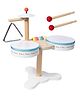 Happy Hues Wooden Musical Drumming Set for Kids- Includes Drums, Triangle, mallets- Instrument Toy for Babies & Toddlers-Percussion Musical Set for Kids