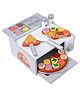 Happy Hues Wooden Pizza Play Set with Oven Toppings and Accessories - Pretend Play Kitchen FoodToys for Kids -Play Pizza Party Gift Set fot Girls and Boys