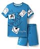 HoneyHap Disney 100% Cotton Half Sleeve Shorts Night Suit With Mickey Mouse Graphics - Blue