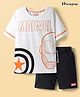 Honeyhap Marvel Single Jersey Knit Half Sleeves T-Shirt & Short Set With Avenger Graphics & Badge Detailing - White & Black