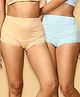 The Mom Store Cotton Pack Of 2 Solid High Waist Support Maternity Panties - Beige & Blue