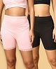 The Mom Store Cotton Pack Of 2 Solid High Waist Maternity Shorts - Black & Pink