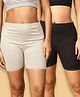 The Mom Store Cotton Pack Of 2 Solid High Waist Maternity Shorts - Grey & Black