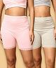 The Mom Store Cotton Pack Of 2 Solid High Waist Maternity Shorts - Grey & Pink