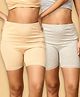 The Mom Store Cotton Pack Of 2 Solid High Waist Maternity Shorts - Grey & Beige