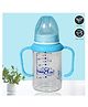 Tinny Tots Baby High Borosilicate 120ml Glass Feeding Bottle With Twin Handles And Anti Colic Silicone Nipple Feeder BPA Free (Blue)