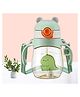 The Cheeky Kidzz Baby Premium Unbreakable Feeding Bottle Feeder 300ml Cute Cartoon Design With Twin Handles & Silicone Straw Sipper BPA Free (Green)