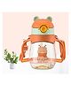 The Cheeky Kidzz Baby Premium Unbreakable Feeding Bottle Feeder 300ml Cute Cartoon Design With Twin Handles & Silicone Straw Sipper BPA Free (Orange)