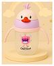 The Cheeky Kidzz Baby Premium Unbreakable Feeding Bottle Feeder 350ml Cute Duck Print With Twin Handles & Silicone Straw Sipper BPA Free (PINK)