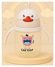 The Cheeky Kidzz Baby Premium Unbreakable Feeding Bottle Feeder 350ml Cute Duck Print With Twin Handles & Silicone Straw Sipper BPA Free (WHITE)