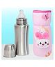 The Cheeky Kidzz Baby Stainless Steel 240ml Thermal Insulation Feeding Milk Liquids Feeder Bottle With Anti Colic Silicone Nipple BPA Free And Stretchable New Born Bottle Cover (LIGHT PINK)
