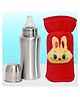 The Cheeky Kidzz Baby Stainless Steel 240ml Thermal Insulation Feeding Milk Liquids Feeder Bottle With Anti Colic Silicone Nipple BPA Free And Strechable New Born Bottle Cover(Red)