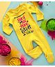 FFlirtygo Holi Theme Cotton Full Sleeves Bura Na Mano Holi Hai Printed Romper-Yellow