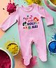 FFlirtygo Holi Theme Cotton Full Sleeves Bura Na Mano Holi Hai Printed Romper-Pink
