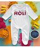 FFlirtygo Holi Theme Cotton Full Sleeves Happy Holi Printed Romper-White