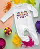 FFlirtygo Holi Theme Cotton Full Sleeves Happy Holi Printed Romper-White