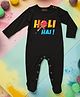 FFlirtygo Holi Theme Cotton Full Sleeves Holi Hai Printed Romper-Black