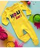 FFlirtygo Holi Theme Cotton Full Sleeves Holi Hai Printed Romper-Yellow