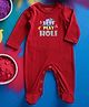FFlirtygo Holi Theme Cotton Full Sleeves Lets Play Holi Printed Romper-Red