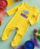 FFlirtygo Holi Theme Cotton Full Sleeves Lets Play Holi Printed Romper-Yellow