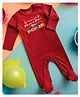 FFlirtygo Holi Theme Cotton Full Sleeves Mumma Papas Little Pichkari Printed Romper-Red
