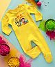 FFlirtygo Holi Theme Cotton Full Sleeves Bura Na Mano Holi Hai Text Printed Romper - Yellow