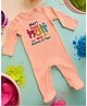 FFlirtygo Holi Theme Cotton Full Sleeves Meri Pehli Holi With Mumma Papa Printed Romper-Peach