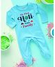 FFlirtygo Holi Theme Cotton Full Sleeves My First Holi With Family Text Printed Romper - Turquoise