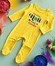 FFlirtygo Holi Theme Cotton Full Sleeves My First Holi With Family Text Printed Romper - Yellow