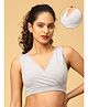 The Mom Store Cotton Spandex Sleeveless Solid Maternity Nursing Sleep Bra - Grey