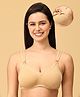 The Mom Store Cotton Elastane Sleeveless Solid Nursing & Feeding Non Padded Bra - Beige