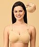 The Mom Store Cotton Elastane Sleeveless Solid Nursing & Feeding Non Padded Bra - Beige