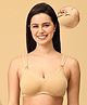 The Mom Store Cotton Elastane Sleeveless Solid Nursing & Feeding Non Padded Bra - Beige